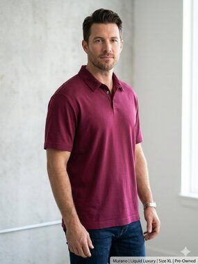 Murano Liquid Luxury Polo Shirt XL Burgundy Short Sleeve Soft Stretch Men’s Golf